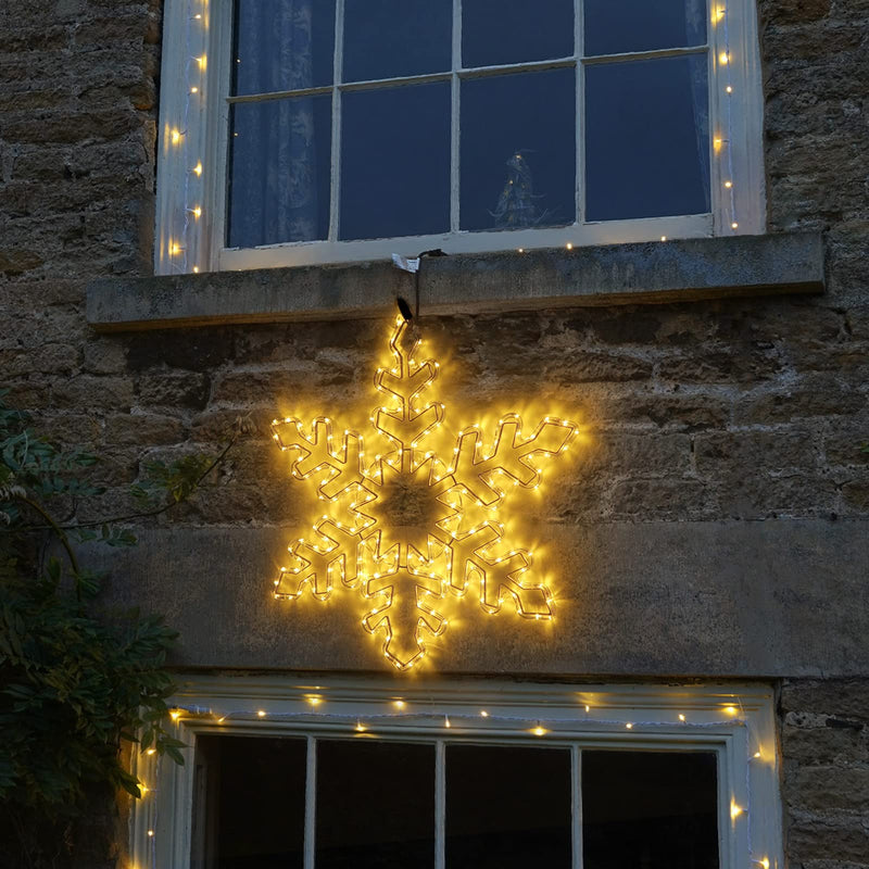 27" Warm White Christmas Snowflake Hanging Lights with Timer
