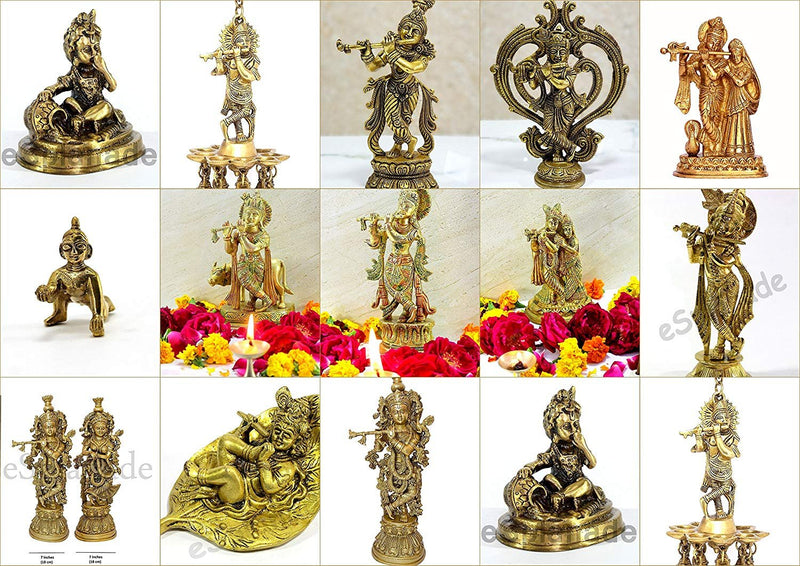 eSplanade - Brass Radha Krishna - Big Size - Brass Radha Idol Statue Sculpture (21") (Radha Krishna Coloured)