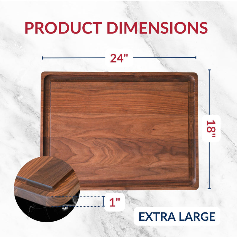 Premium Walnut Wood Cutting Board 24 x 18 Inches