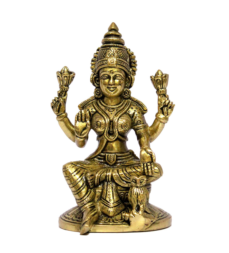 Esplanade Brass Lakshmi Goddess Murti 6.75 Statue Pooja Idol Golden Home Decor