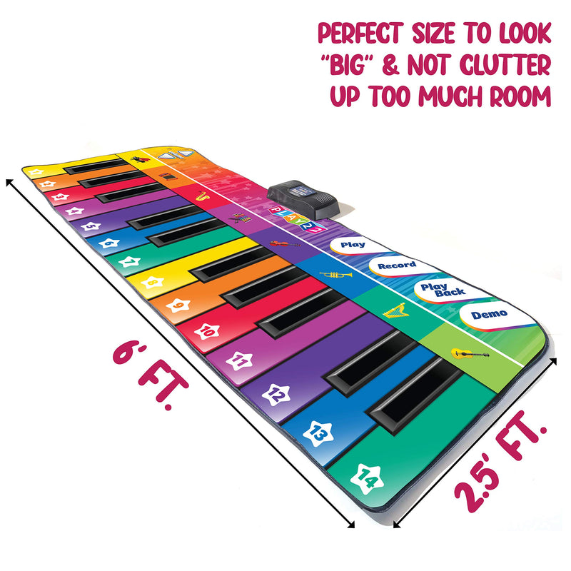 Play22 Jumbo Floor Piano Mat 71" x 30" with 24 Keys & 8 Instruments