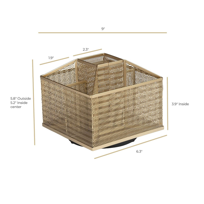 BLU MONACO Gold 360° Rotating Desk Organizer 7 Compartments for Pens Brushes