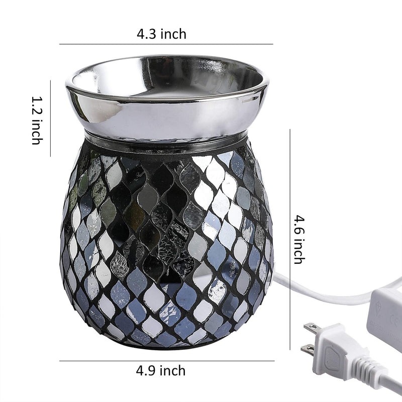 Electric Mosaic Glass Wax Melt Warmer Decorative Fragrance Lamp Black or Silver