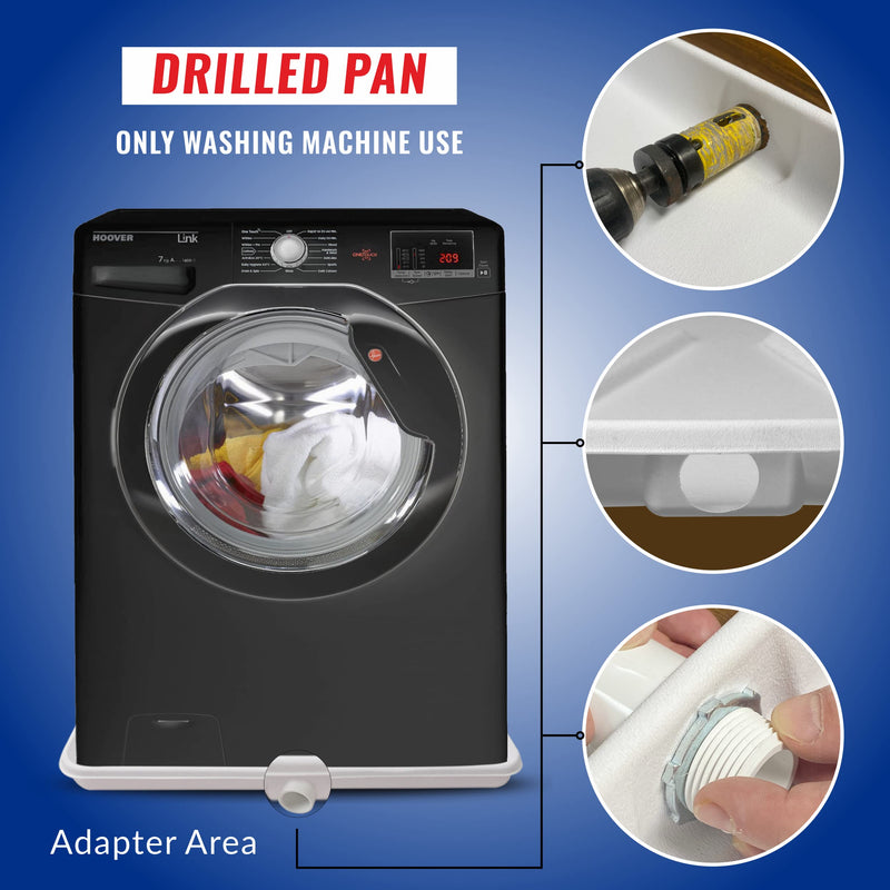 American Built Pro Washer Drain Pan with 1" Adapter Fitting - White