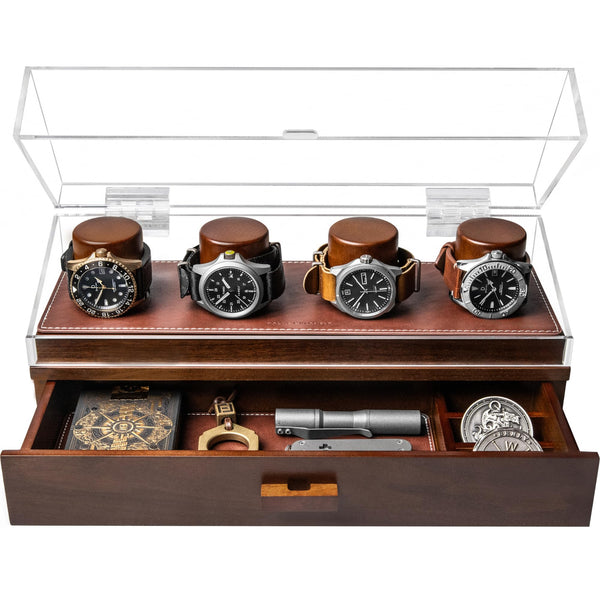 Elevate Your Collection Watch Deck Pro for 4 Watches Premium Display Case