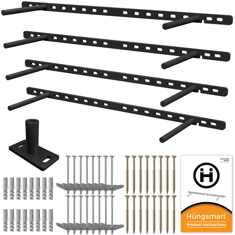 Heavy Duty Floating Shelf Brackets Set 6 Inch Rod Black