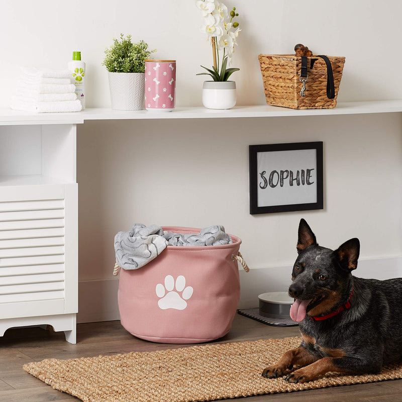 Medium Rose Pet Storage Basket with Handles