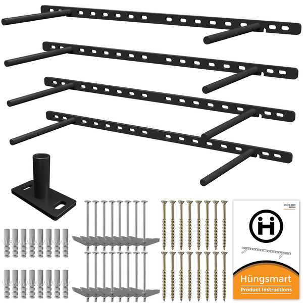 Heavy Duty Black Floating Shelf Brackets Set (8 Inch Rod)