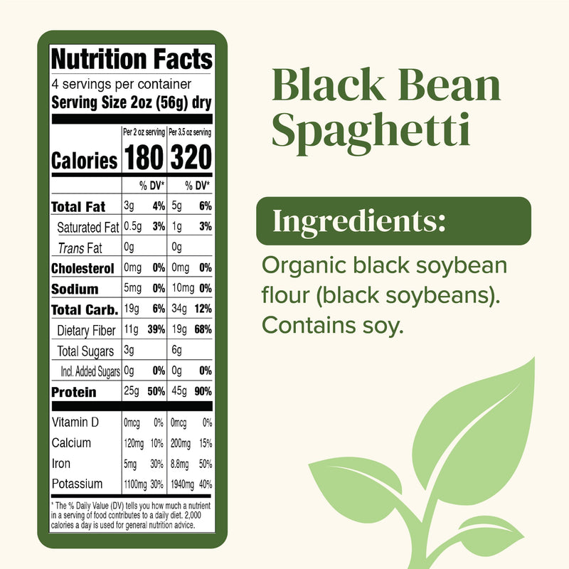 Organic Black Bean Spaghetti 8 Oz High Protein Pasta