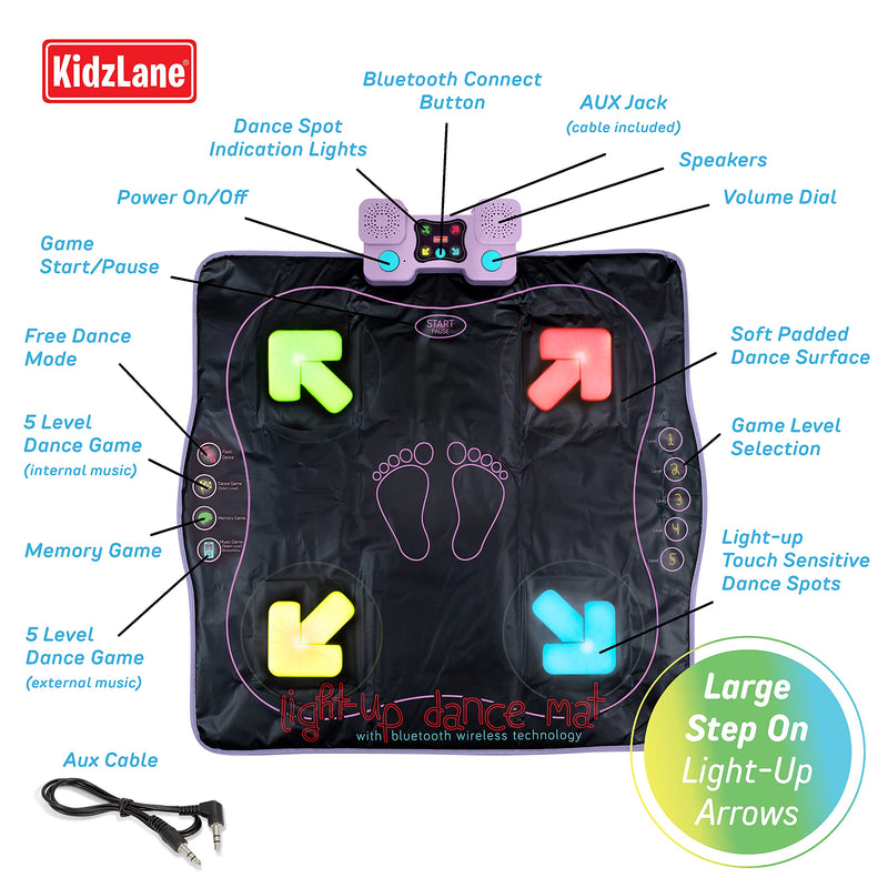 Kidzlane Light-Up Dance Mat with Bluetooth & Built In Music Large