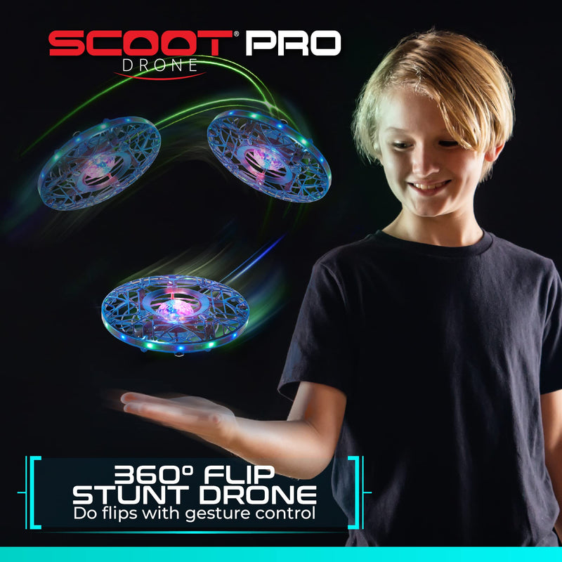 Force1 Scoot Pro Hand Operated Mini UFO Drone with LED Lights - Blue