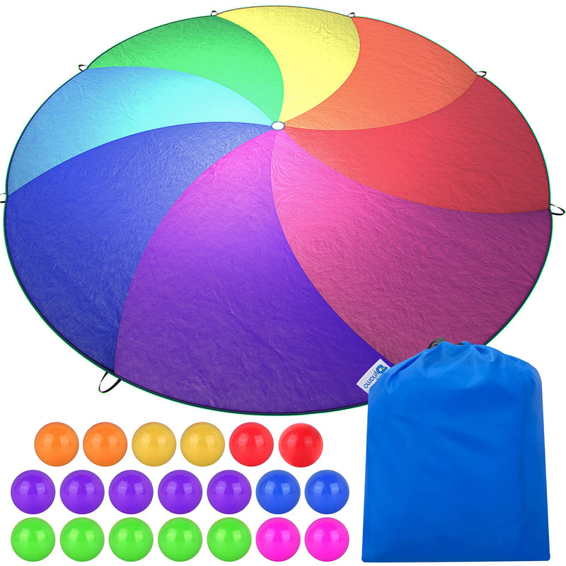 12ft Rainbow Parachute Toy for Kids with 8 Handles