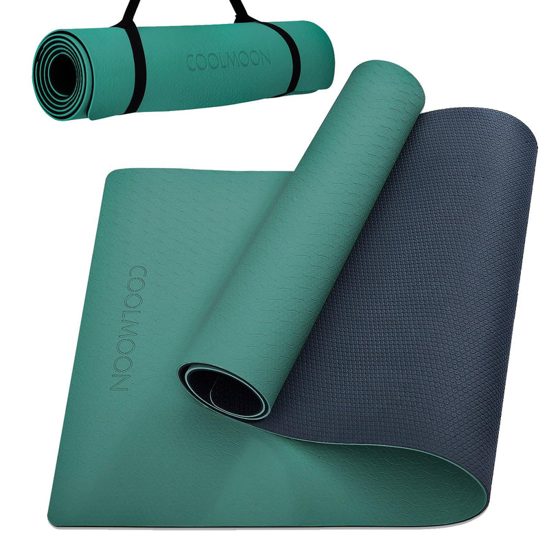 Coolmoon Non-Slip TPE Yoga Mat 72"x24" with Carrying Strap