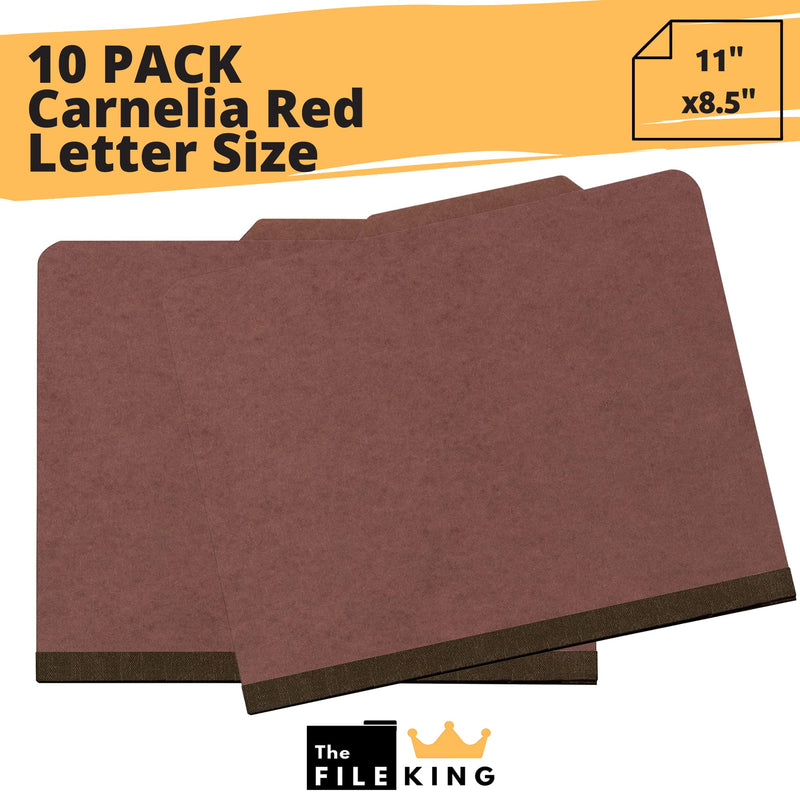 Letter Size Carnelian Red File Folders with Prongs, 10 Pack