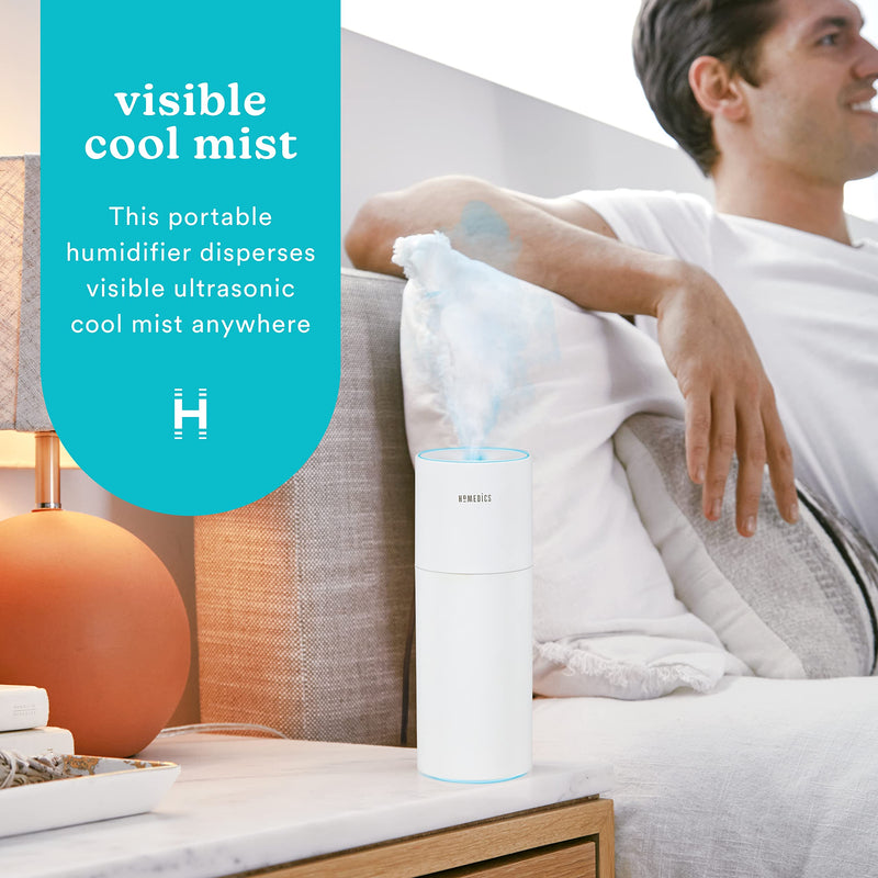 Homedics Portable Cool Mist Humidifier 2 Settings Color Light for Home & Travel