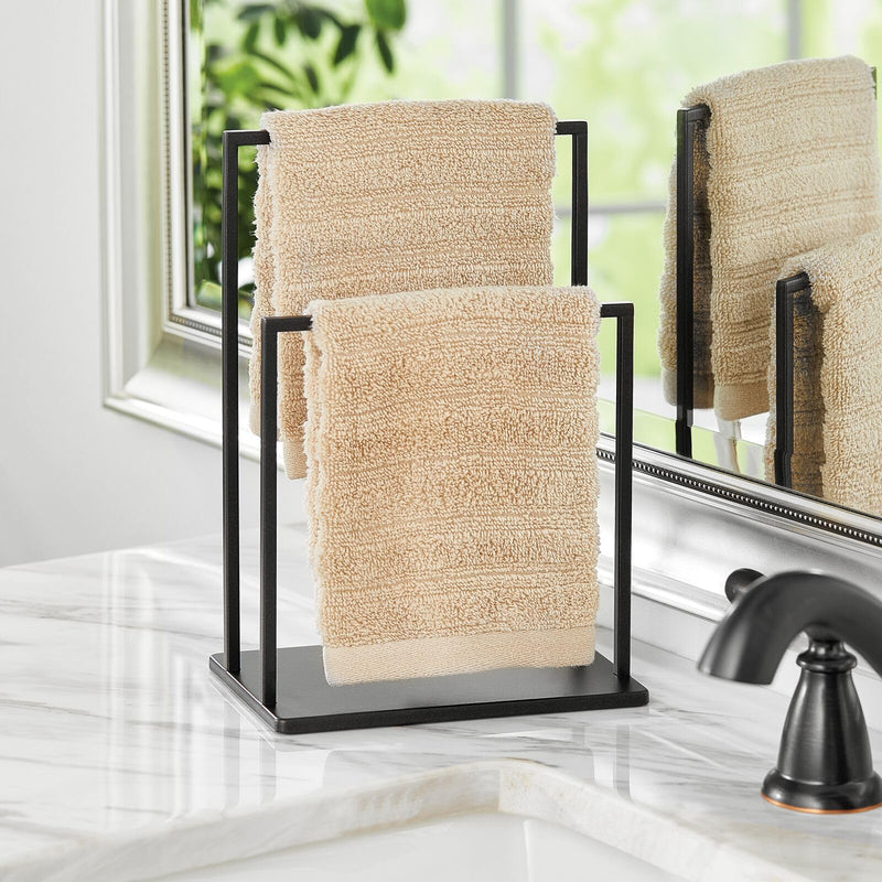 Modern Decorative Fingertip Towel Holder Stand for Bathroom Vanity Black