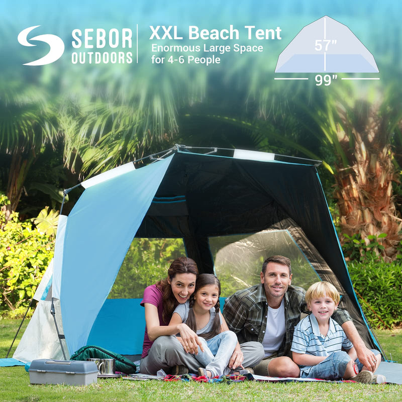 XL Pop Up Beach Tent with UPF 50+ and Dark Shelter Technology