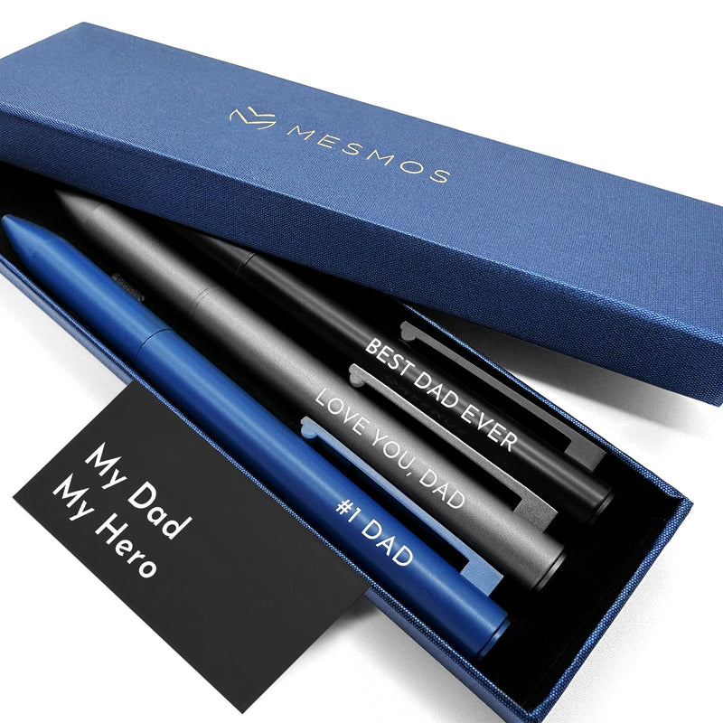 MESMOS 3Pk Luxury Fancy Pen Set, Birthday Gifts for Dad, Unique Gifts from Daughter Son Wife, Presents for Dad Birthday Gift, Cool Black Pens, Best Dad Ever Gifts, Metal Ballpoint Pens