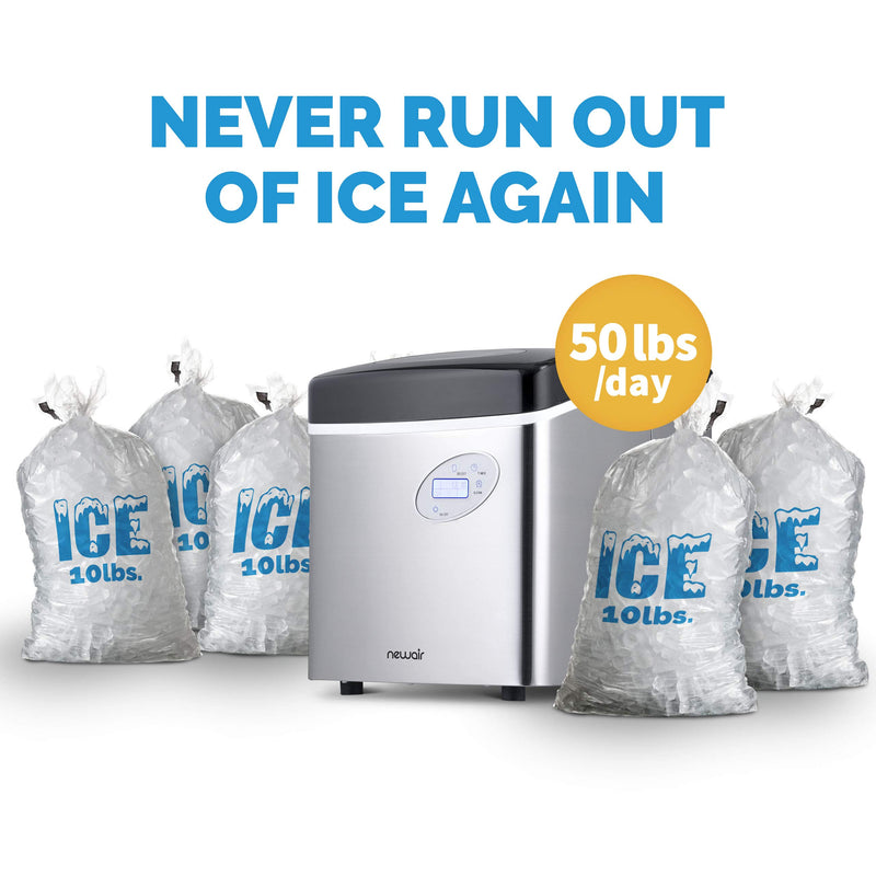 Newair Stainless Steel Portable Ice Maker 50 lb Daily Capacity