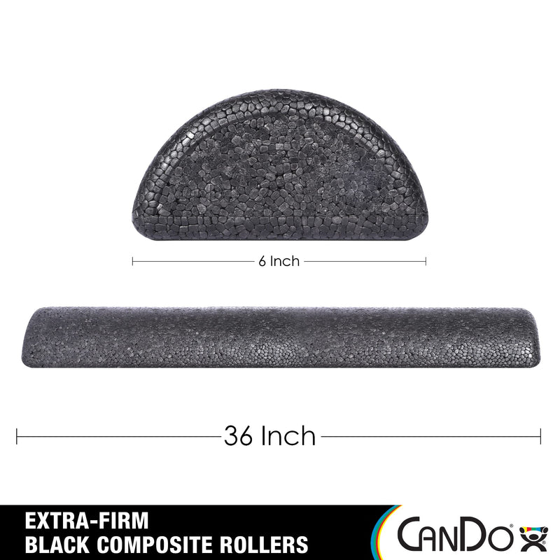 Cando High-Density Half-Round Foam Roller 6" x 36" Black