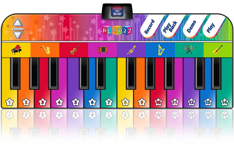 Play22 Jumbo Floor Piano Mat 71" x 30" with 24 Keys & 8 Instruments