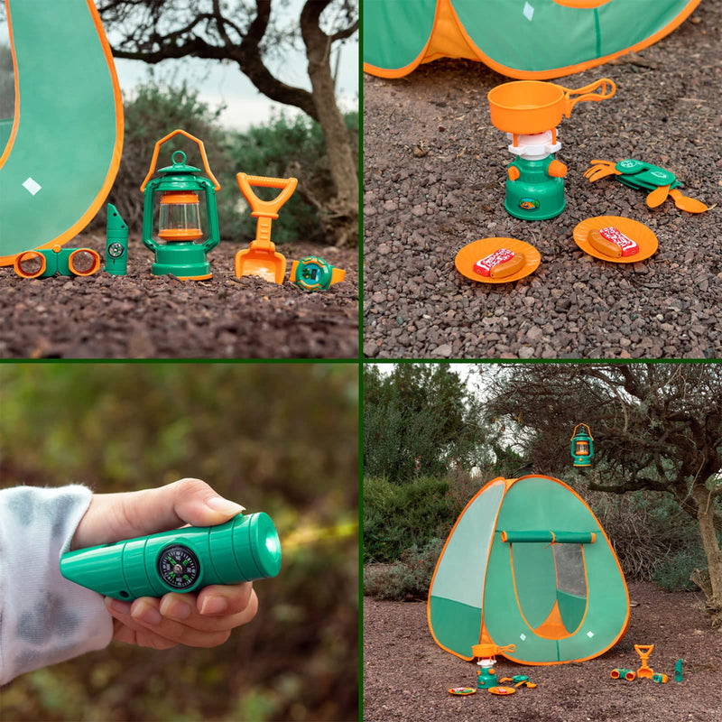 Kids Camping Gear Set with Pop Up Tent - 17 Piece Outdoor Adventure Kit