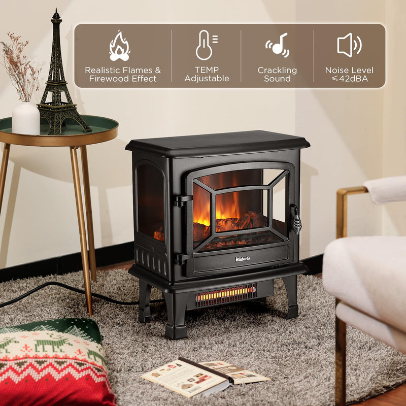 TURBRO Suburbs 20 in. Electric Fireplace Infrared Heater with Crackling Sound