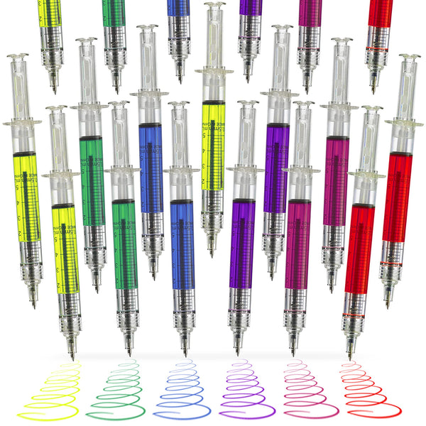 Kicko Syringe Pens 24 Pack Multicolor 6 Ink Colors School Party Favors