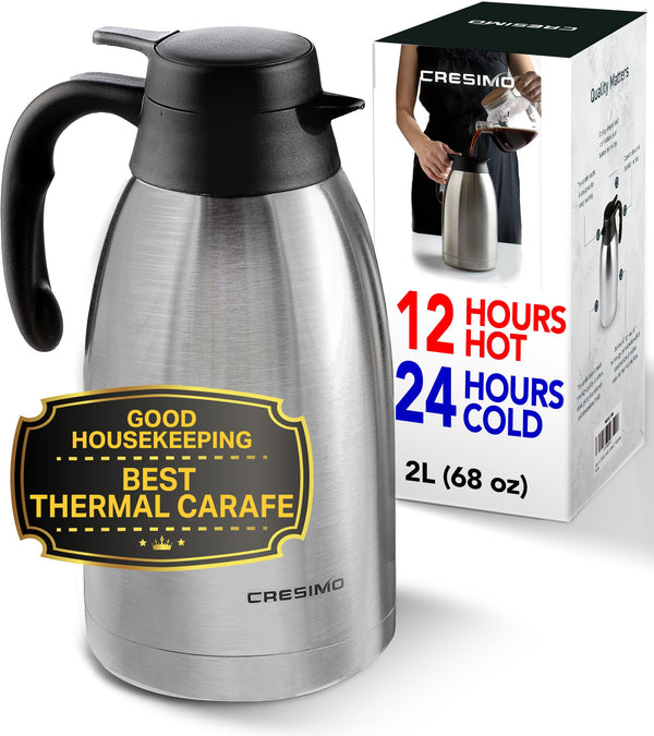 Thermal Coffee Carafe 68 Oz Insulated Stainless Steel Hot Beverage Dispenser