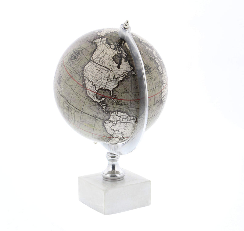 Deco 79 Marble Globe with Marble Base 7 x 7 x 11 Inches White