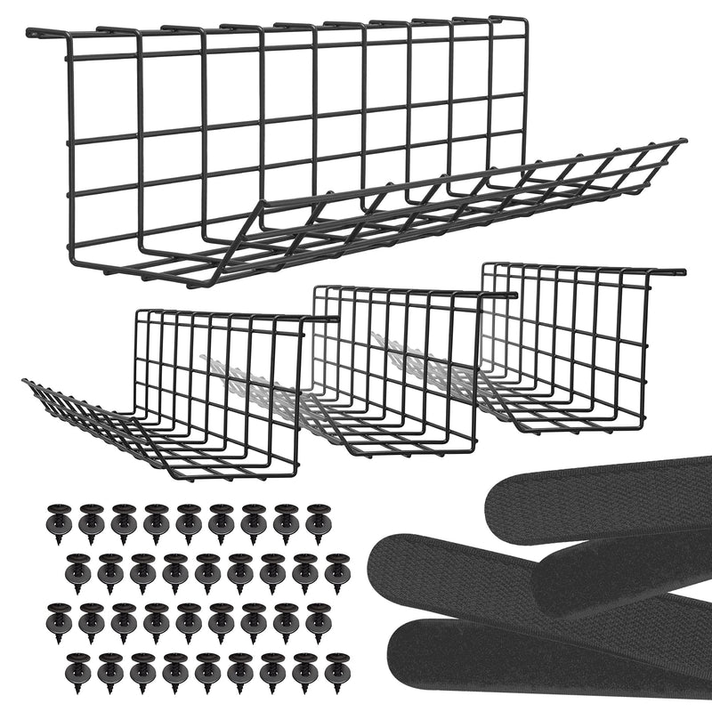 Under Desk Cable Management Tray Cord Organizer for Desk Cable Set of 4X 17