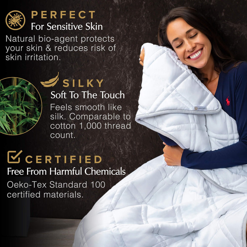 Cooling Weighted Blanket for Adults 17 lbs Twin Full Bamboo Viscose 48x72