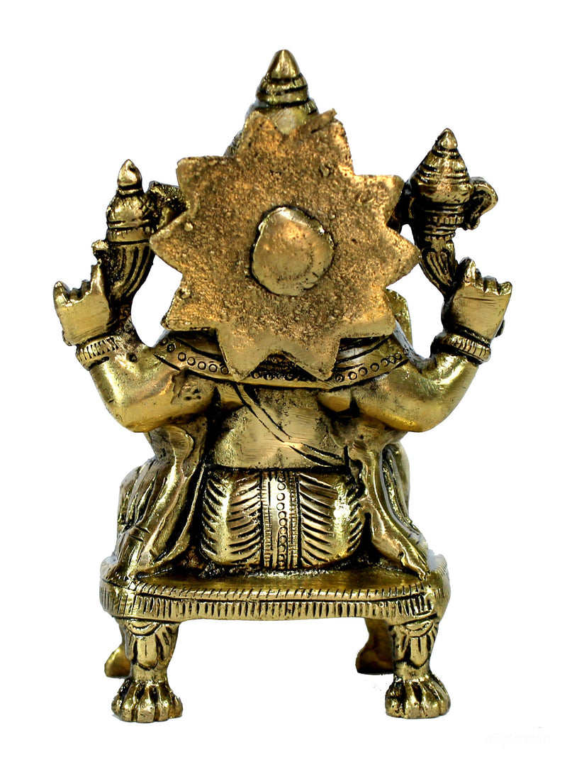 Esplanade 8 Brass Ganesha in Antique Finish Pooja Puja Ganesh Idol 5.75 Ganesh