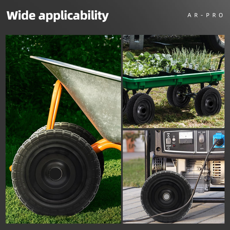 10-Inch Flat-Free Replacement Wheel Set for Yard and Garden Carts