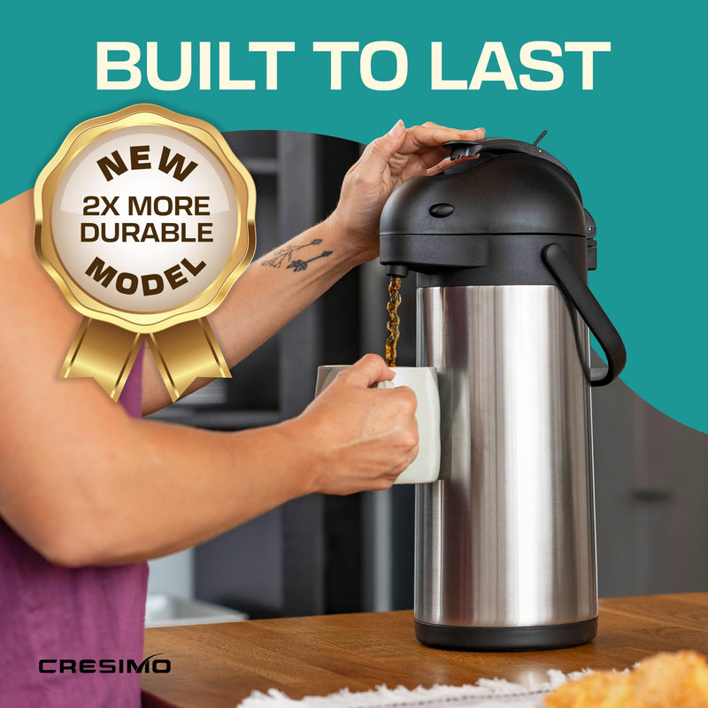 Cresimo 101oz Coffee Carafe Airpot Cleaning Brush Hot & Cold Drink Extra Large