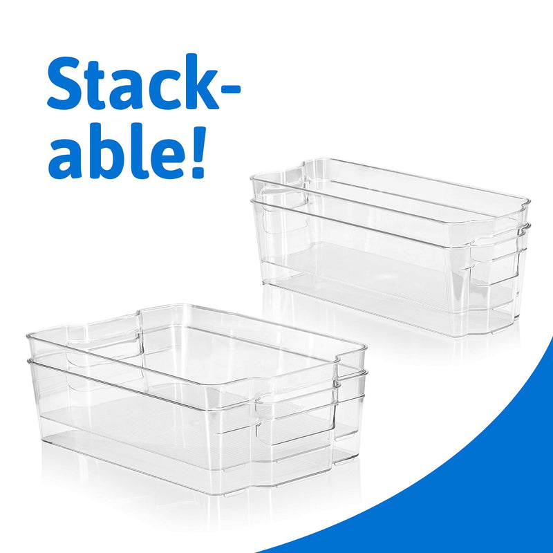 Stackable Fridge Bins and Organizers Set of 10 with 4 Shelf Liners