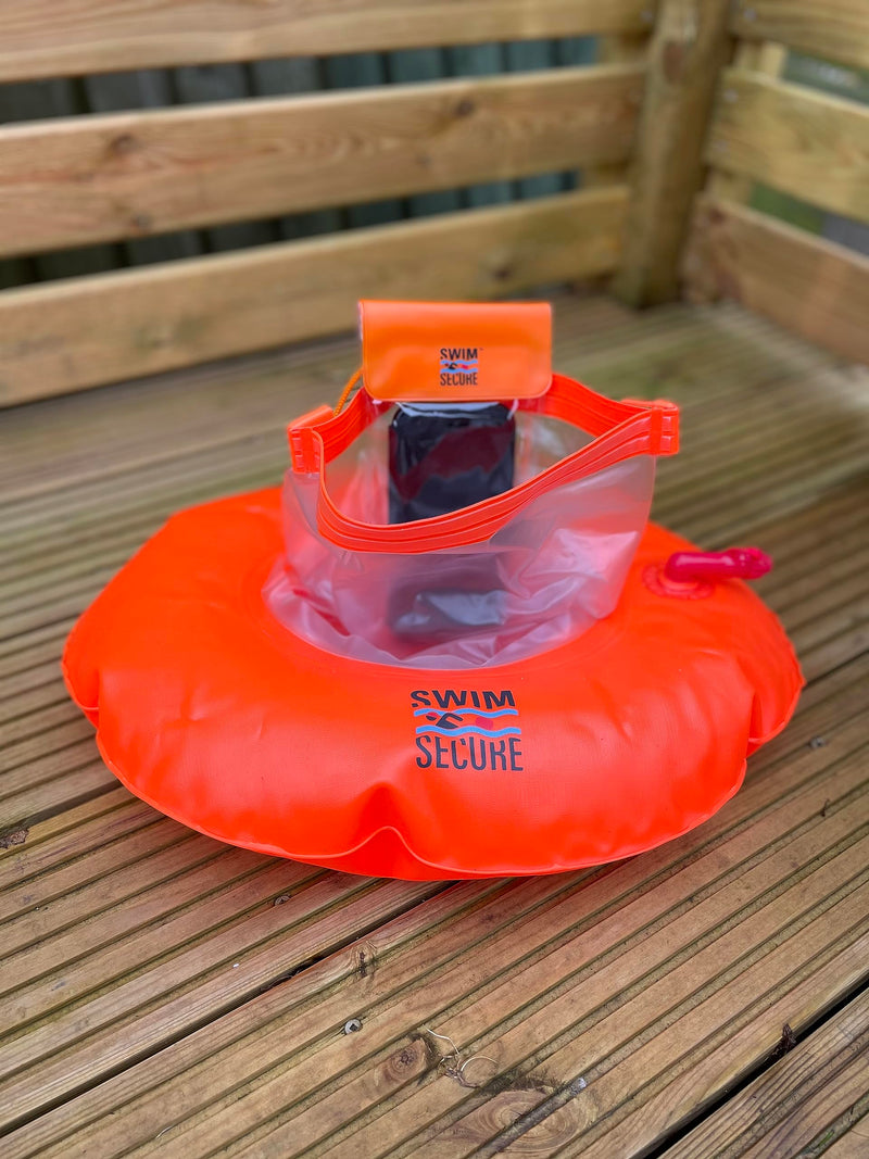 Swim Secure Tow Donut with Integrated Dry Bag- High Visibility Orange