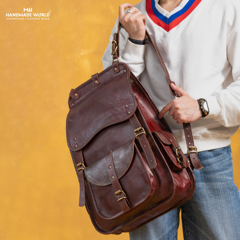 Handmade 21 Inch Vintage Leather Laptop Backpack