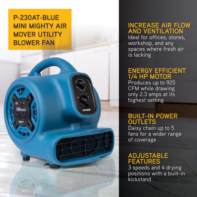 XPOWER P-230AT Air Mover Carpet Dryer with 925 CFM