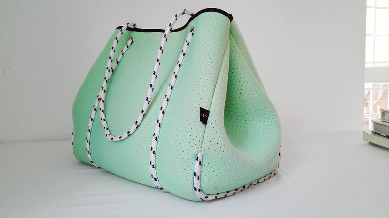 Mint Green Neoprene Tote Bag Large Capacity for Gym Beach Travel