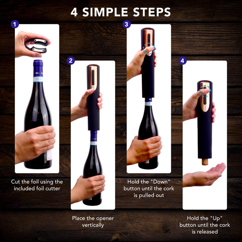 Rechargeable Electric Wine Bottle Opener Black Rose Gold Automatic Corkscrew Gift