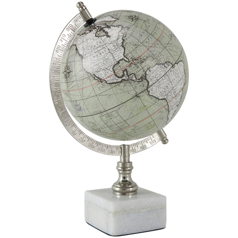 Deco 79 Marble Globe with Marble Base 7 x 7 x 11 Inches White