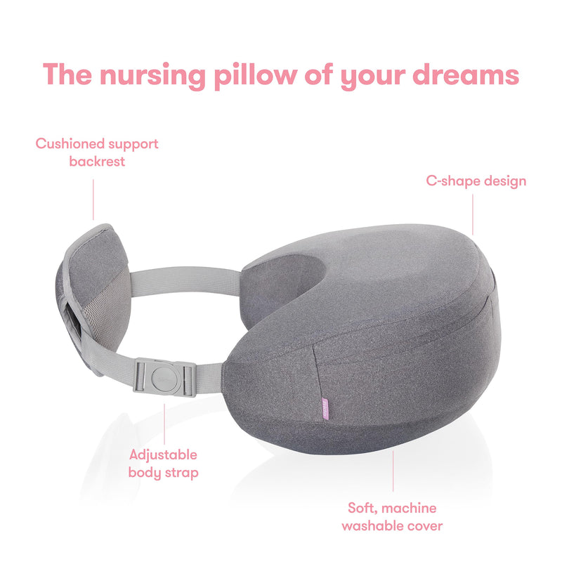 Adjustable Grey Nursing Pillow with Back Support for Comfort