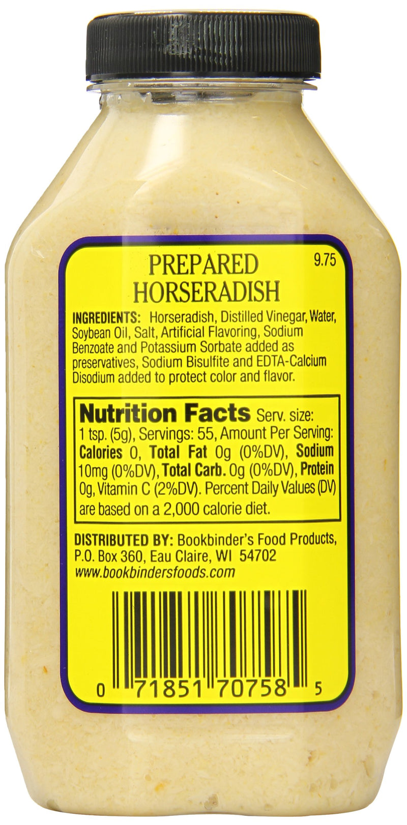 Bookbinder's Restaurant Style Horseradish 9.75 Ounce Pack of 9