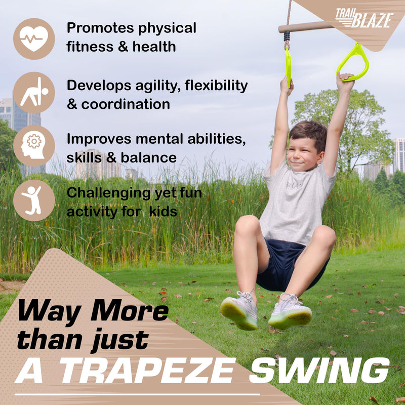 Trailblaze Trapeze Bar Gym Rings Swing Set Accessories for Backyard Playground