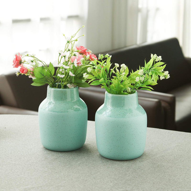 Teal Ceramic Vase for Modern Home Decor, 7.5" Height