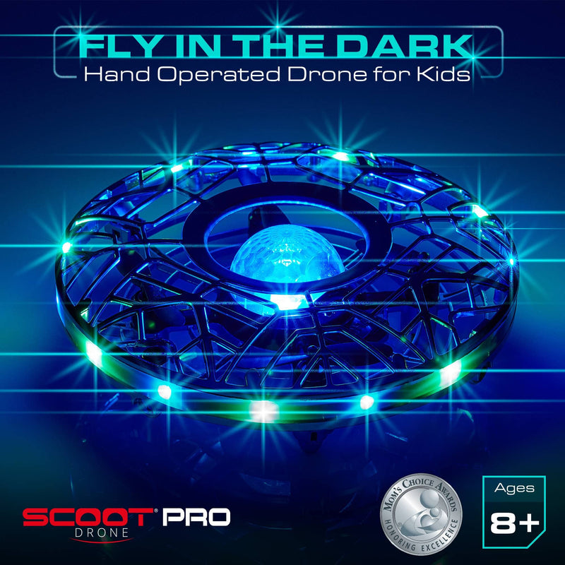 Force1 Scoot Pro Hand Operated Mini UFO Drone with LED Lights - Blue