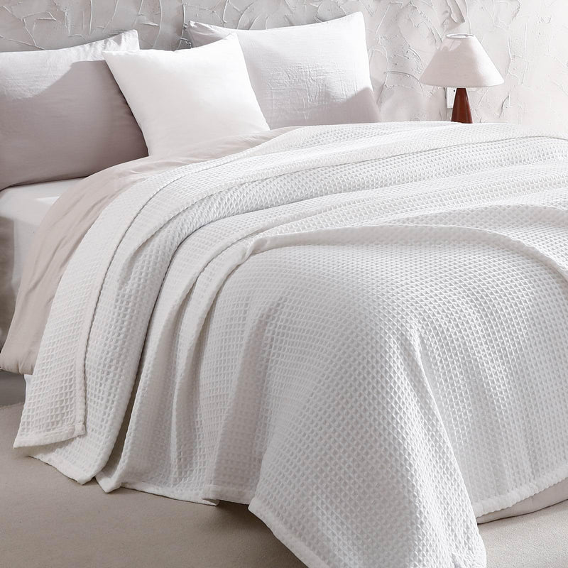 Duvetex Chenille Waffle Bed Blanket King 104 X 92 Fluffy Ivory Throw Blanket