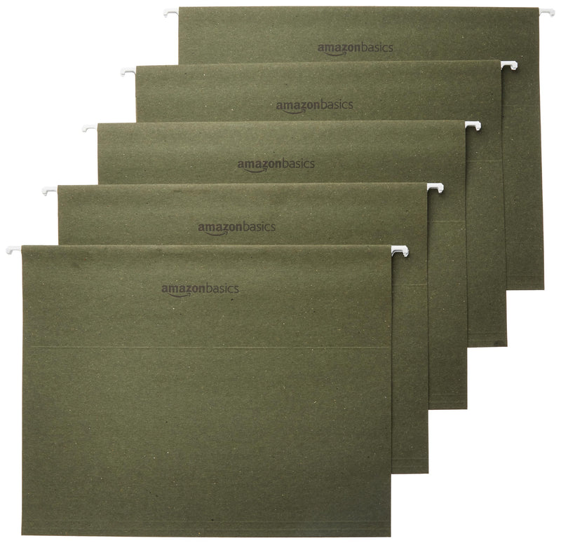 Amazon Basics Green Hanging Organizer File Folders Letter Size Pack of 25