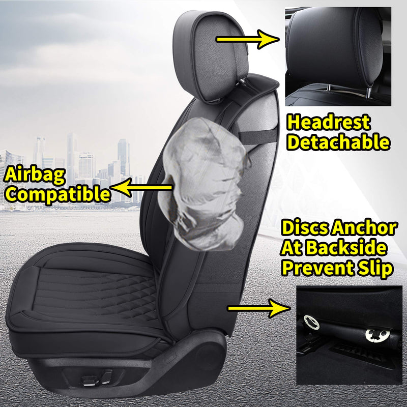 Waterproof Faux Leather Car Seat Covers Full Set - Black